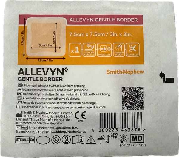 Allevyn Gentle Boarder 7.5cm x 7.5 cm