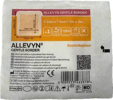 Allevyn Gentle Boarder 7.5cm x 7.5 cm