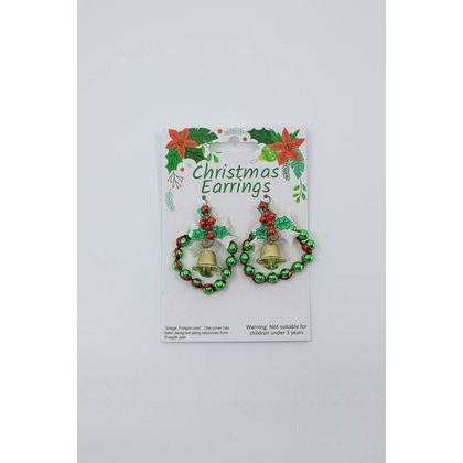 Christmas Earrings - Wreath with Bell