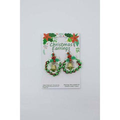 Christmas Earrings - Wreath with Bell