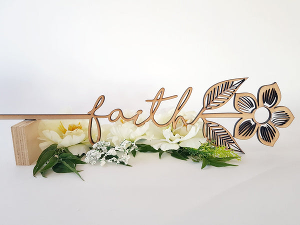 Wooden Flower sign art - Faith - Fairy springs pharmacy