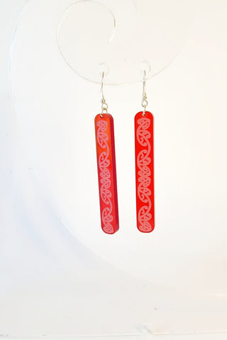 Red Kowhaiwhai Straight Drop Earrings - Fairy springs pharmacy