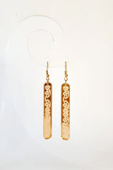 Gold Kowhaiwhai Straight Drop Earrings - Fairy springs pharmacy