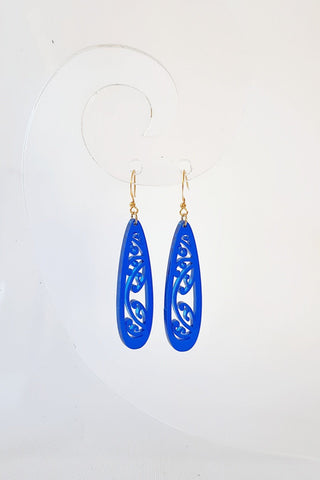 Blue Kowhaiwhai Teardrop Earrings - Fairy springs pharmacy