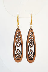 Wooden Kowhaiwhai Teardrop Earrings - Fairy springs pharmacy