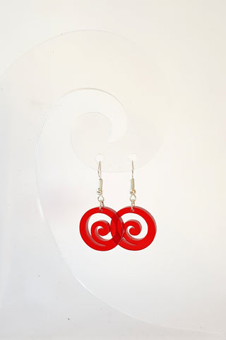 Red Koru Drop Earrings - Fairy springs pharmacy