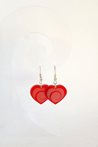 Red Aroha Heart Drop Earrings - Fairy springs pharmacy