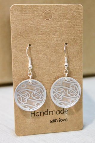 Silver Pattern Circle Drop Earrings - Fairy springs pharmacy