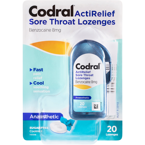 CODRAL ActiRelief Sore Throat Lozenges - 20 Lozenges