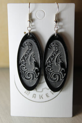 Black Hei Matua Oval Drop Earrings - Fairy springs pharmacy