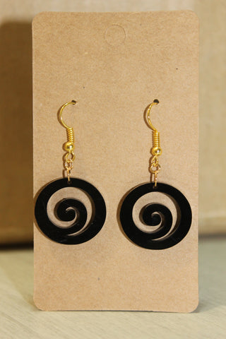 Black Koru Drop Earrings - Fairy springs pharmacy