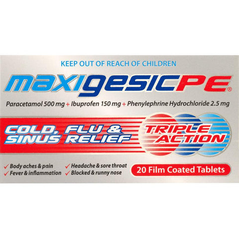 MAXIGESIC PE Cold Flu & Sinus Relief 20 tablets - Fairyspringspharmacy