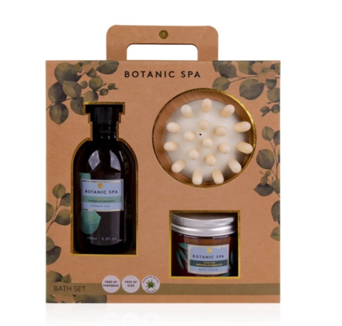 BOTANIC SPA Bath Set Refreshing Eucalyptus with Massage Brush