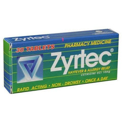 ZYRTEC Allergy & Hayfever Relief 30 tablets - Fairy springs pharmacy
