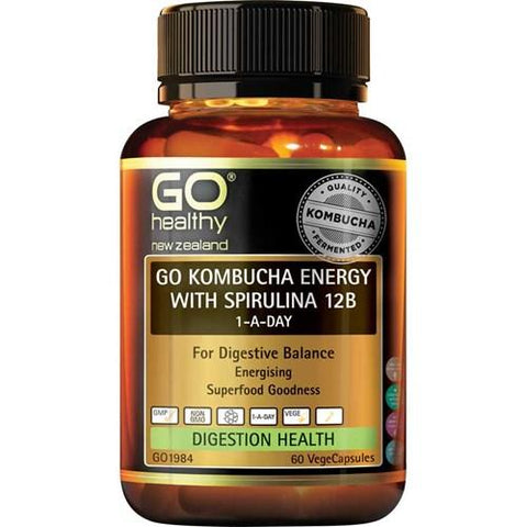 GO KOMBUCHA ENERGY WITH SPIRULINA 12B 1-A-DAY 60s - Fairy springs pharmacy