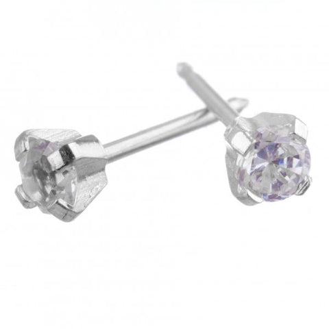 Silver Cubic Zirconia 4mm Earrings - Fairy springs pharmacy