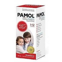 PAMOL All Ages 250mg/5ml Strawberry  Colour Free  200ml - Fairyspringspharmacy